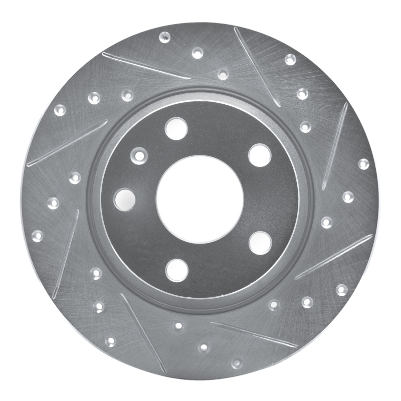 Audi TT Brake Rotor (1) - Rear Right - R1 Concepts - Drilled & Slotted - Silver - `08-`15